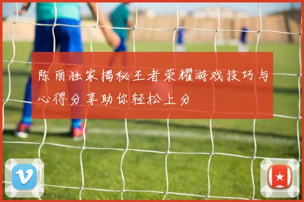 陈丽独家揭秘王者荣耀游戏技巧与心得分享助你轻松上分